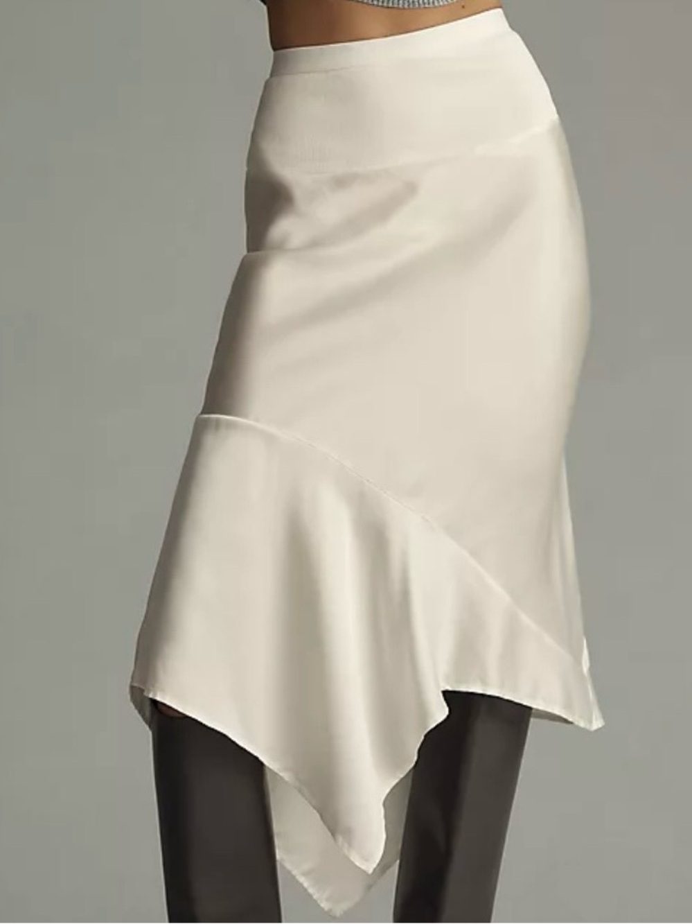 NWT Anthropologie Asymmetric Satin Midi Slip Skirt